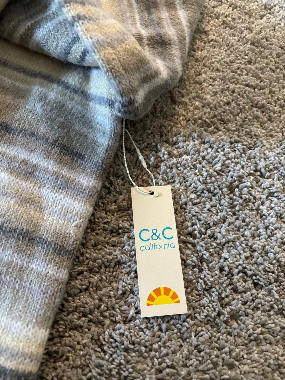 C&C California Mockneck Knit Fuzzy Cozy Striped Sweater Womens Size 2XL